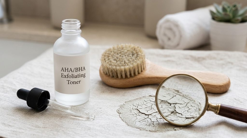 Conceptual photography showcasing skincare products that can cause barrier damage when overused