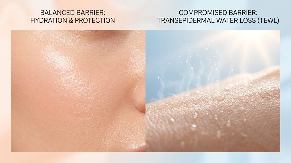 Conceptual visual representing skin barrier health and hydration balance