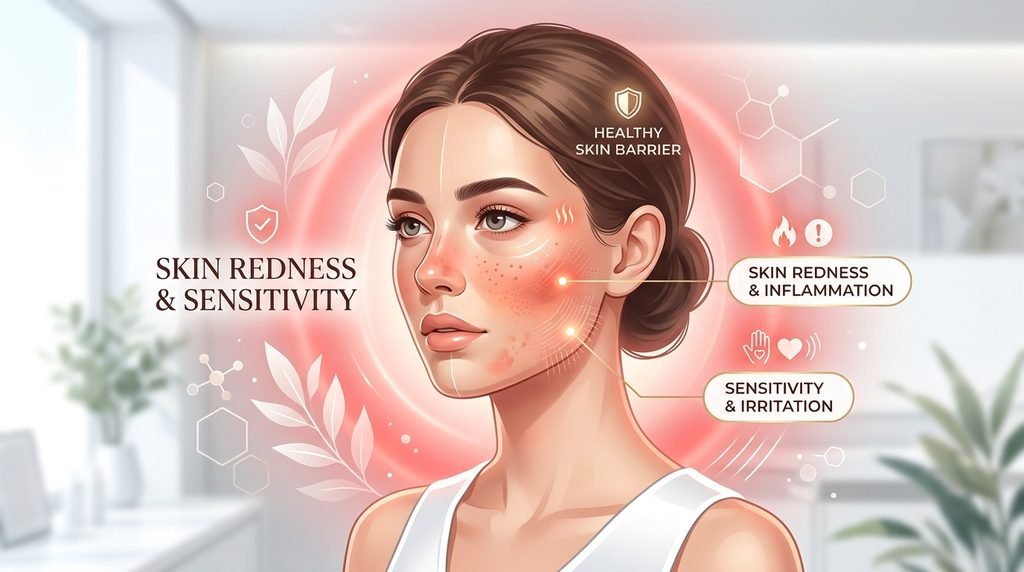 Conceptual depiction of skin redness and irritant reaction